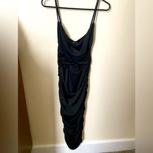 Black, long body con dress